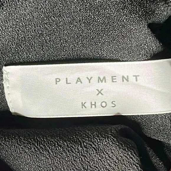 Playment X Khos Lace Overlay Embellished Black Blouse Size See Measurements - Picture 6 of 7